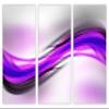 45 x 30 TOTAL - Abstract Art Purple Magenta Wave Canvas Print Wall Art. 3 Panel Split. Abstract Print, Abstract art view 2