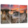 24 x 12 TOTAL - Bisti Badlands Wall Art Canvas Print Sunset 3 Panel Split New Mexico De-Na-Zin Stone Wings Hoodos view 1