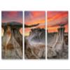 24 x 12 TOTAL - Bisti Badlands Wall Art Canvas Print Sunset 3 Panel Split New Mexico De-Na-Zin Stone Wings Hoodos view 2