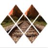 102 x 68 TOTAL - Train tracks to sunset Wall Art Canvas Print 7 Panel Butterfly Split, home decor interior design view 1