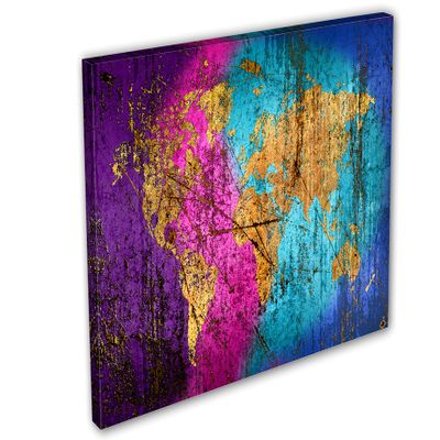 48 x 32 - Abstract Wave Wall Art World Map Canvas Print. Interior design, room decor
