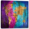 48 x 32 - Abstract Wave Wall Art World Map Canvas Print. Interior design, room decor view 2