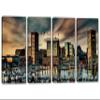 72 x 36 TOTAL - Baltimore MD Wall Art Canvas Print Inner Harbor dramatic skies 4 Panel Split Maryland skyline view 1