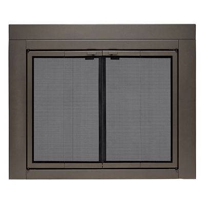 UniFlame - Roman - Bi-fold Style Fireplace Doors with Smoke Tempered Glass (Color: Oil Rubbed Bronze, Size: Large - Fits Opening 36in to 43in W x 25.5in to 32.5in H)