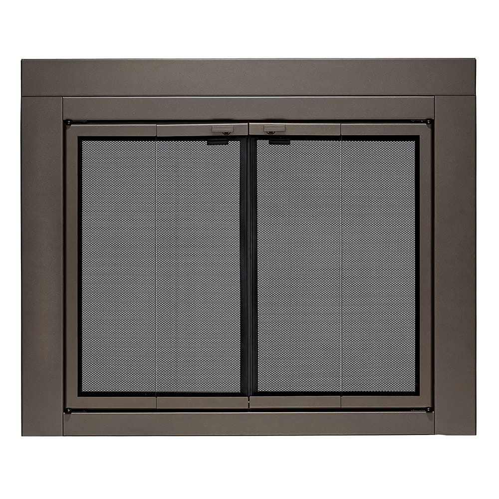UniFlame - Roman - Bi-fold Style Fireplace Doors with Smoke Tempered Glass (Color: Oil Rubbed Bronze, Size: Large - Fits Opening 36in to 43in W x 25.5in to 32.5in H)