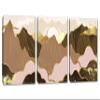60 x 30 TOTAL - Mountains Wall Art Illustration Canvas Print brown gold 3 Panel Split Oriental Art Decor view 1