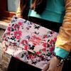 Kravitz Krabag Kurabag Reusable Cotton Eco Zipper Clutch Bag All-Over Flower Pattern Pink (14x13inches) (Clutch2-5804) view 2