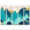 50 x 24 TOTAL - Mountains Wall Art Illustration Canvas Print turquoise gold 5 Panel Split Oriental Decor view 2