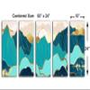 50 x 24 TOTAL - Mountains Wall Art Illustration Canvas Print turquoise gold 5 Panel Split Oriental Decor view 3