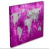 24 x 16 - Pink Purple and Silver World Map Canvas Print Wall Art for interior design view 1