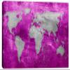 24 x 16 - Pink Purple and Silver World Map Canvas Print Wall Art for interior design view 2