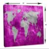24 x 16 - Pink Purple and Silver World Map Canvas Print Wall Art for interior design view 3