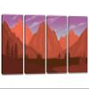 60 x 30 TOTAL - Landscape Illustration Canvas Print Wall Art orange purple 4 Panel Split Mountain SVG Art view 1
