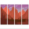 60 x 30 TOTAL - Landscape Illustration Canvas Print Wall Art orange purple 4 Panel Split Mountain SVG Art view 2