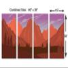60 x 30 TOTAL - Landscape Illustration Canvas Print Wall Art orange purple 4 Panel Split Mountain SVG Art view 3