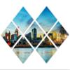 102 x 68 TOTAL - Cincinnati Ohio Skyline Canvas Print Wall Art. 7 Panel Butterfly Split, interior design, room decor view 1