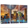 42 x 20 TOTAL - Baltimore MD Canvas Print Wall Art Inner Harbor at Sunset 3 Panel Split. Baltimore Maryland skyline view 1