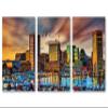 42 x 20 TOTAL - Baltimore MD Canvas Print Wall Art Inner Harbor at Sunset 3 Panel Split. Baltimore Maryland skyline view 2