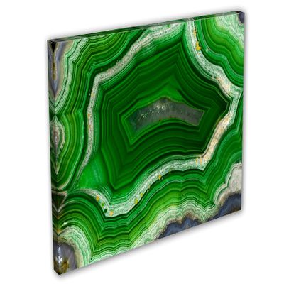 54 x 36 - Agate Slice Wall Art Canvas Print green agate stone slice wall art print