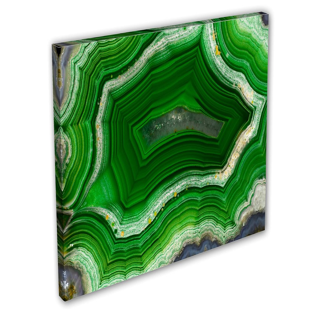 54 x 36 - Agate Slice Wall Art Canvas Print green agate stone slice wall art print