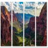 64 x 40 TOTAL - Zion National Park Canvas Print Wall Art 4 Panel Split Angels Landing view, National Park view 2