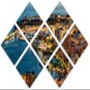 102 x 68 TOTAL - Monte Carlo, Monaco Canvas Print Wall Art at dusk 7 Panel Butterfly Split Moaco on the Cote d'Azur view 1