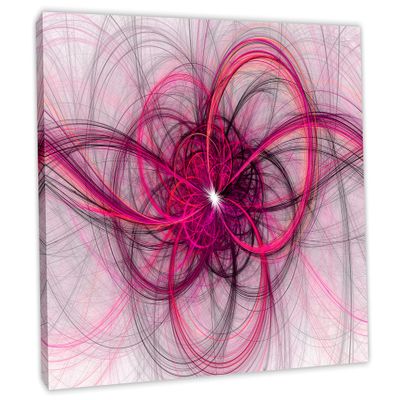 24 x 16 - Magnetosphere abstract Wall Art, Fractal Lines Canvas Print in magenta purple colors