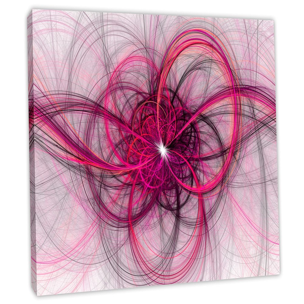 24 x 16 - Magnetosphere abstract Wall Art, Fractal Lines Canvas Print in magenta purple colors
