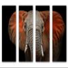 32 x 20 TOTAL - African Elephant Canvas Print Wall Art. 4 Panel Split. Room wall decor. Red ears view 1