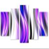 80 x 42 TOTAL - Purple Wave Abstract Art Canvas Print Wall Art. 5 Panel Diamond Split Smooth Abstract Art Print view 1