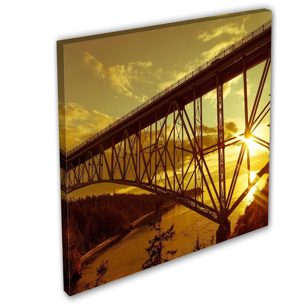 24 x 16 - Deception Pass Bridge Wall Art Canvas Print Home Decor, house wall decor