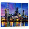 64 x 40 TOTAL - London Skyline Wall Art Canvas Print purple blue 4 Panel Split London, England FIDI Art view 1