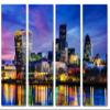 64 x 40 TOTAL - London Skyline Wall Art Canvas Print purple blue 4 Panel Split London, England FIDI Art view 2