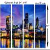 64 x 40 TOTAL - London Skyline Wall Art Canvas Print purple blue 4 Panel Split London, England FIDI Art view 3