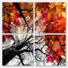 20 x 20 TOTAL - Tree & Colorful Leafs Canvas Print - 4 Panel Split, Quad Wall Art view 2