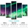 80 x 42 TOTAL - Aurora Borealis, Northern Lights Canvas Print. 5 Panel Diamond Split Wall art. Purple Green view 2