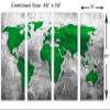80 x 50 TOTAL - Abstract Silver Green World Map Canvas Print - 4 Panel Split. Metallic Silver background view 3