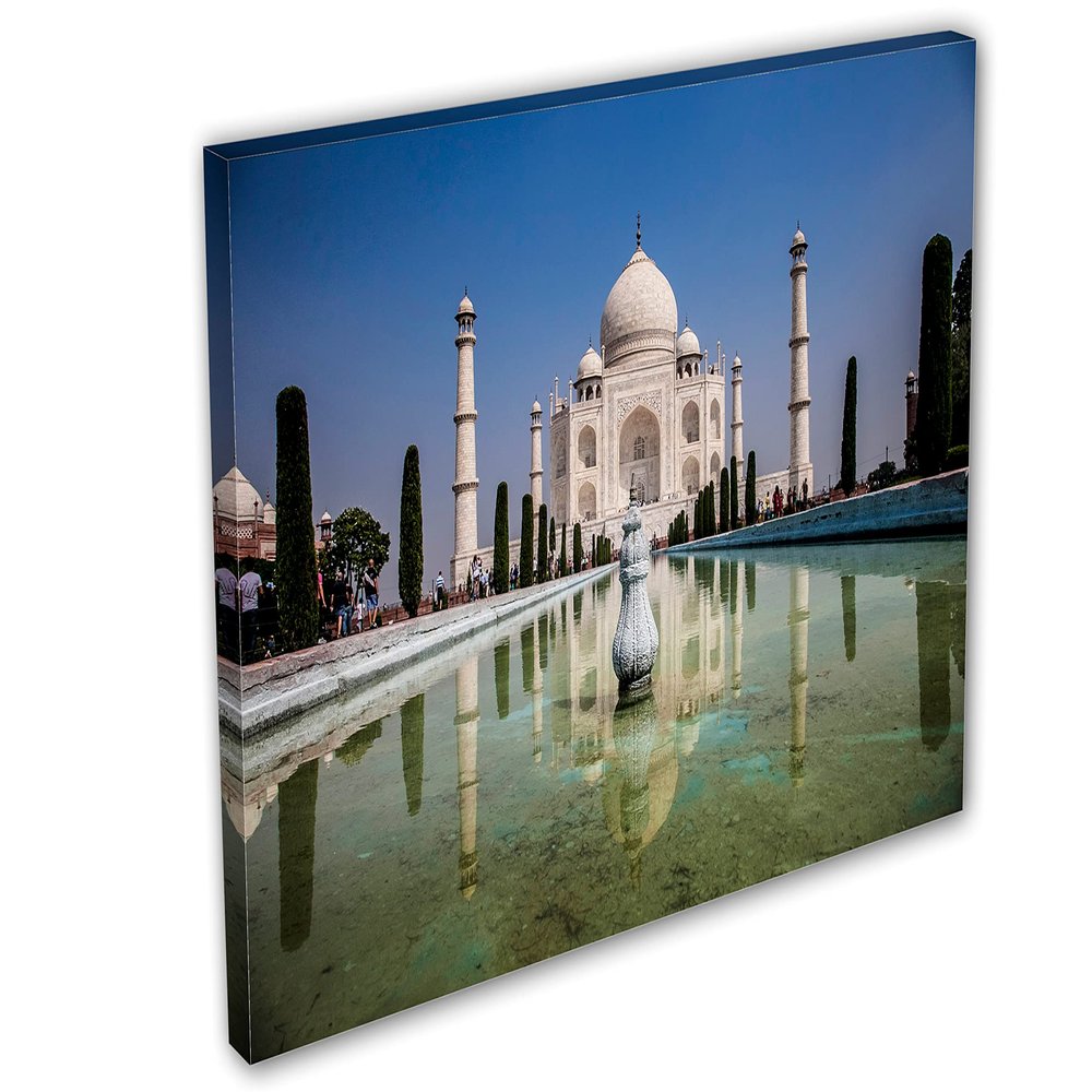 24 x 16 - Taj Mahal, fountain Canvas Print Wall Art. Landmark Photography Giclee