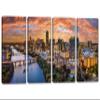 60 x 30 TOTAL - Austin Texas skyline Canvas Print Wall Art orange skies 4 Panel Split Austin, TX during evening view 1