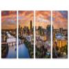 60 x 30 TOTAL - Austin Texas skyline Canvas Print Wall Art orange skies 4 Panel Split Austin, TX during evening view 2