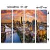 60 x 30 TOTAL - Austin Texas skyline Canvas Print Wall Art orange skies 4 Panel Split Austin, TX during evening view 3