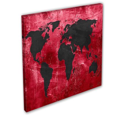 48 x 32 - Red & Black World Map Canvas Print Wall Art. Interior design, wall decor