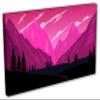 48 x 24 - Landscape Illustration Canvas Print Wall Art fuschia Mountain SVG Art Print view 1
