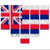 80 x 42 TOTAL - Hawaii Flag Canvas Print Wall Art cracked effect - 5 Panel Waterfall Split, USA State Flag Art view 1