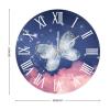 Blue Butterfly Pink Clouds Wall Clock 10in Blue Night Starry Wooden Wall Clock Silent Non Ticking Arts Rustic Popular Wall Decor for Mantel Living Room Dessert Station Terrace view 2
