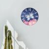 Blue Butterfly Pink Clouds Wall Clock 10in Blue Night Starry Wooden Wall Clock Silent Non Ticking Arts Rustic Popular Wall Decor for Mantel Living Room Dessert Station Terrace view 3
