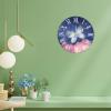 Blue Butterfly Pink Clouds Wall Clock 10in Blue Night Starry Wooden Wall Clock Silent Non Ticking Arts Rustic Popular Wall Decor for Mantel Living Room Dessert Station Terrace view 4