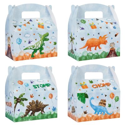 WERNNSAI 12 Pack Dinosaur Party Boxes - Dinosaur Birthday Decorations Dinosaur Party Favor Boxes for Kids Boys Girls Watercolor Candy Gift Box for Dino Theme Birthday Baby Shower Supplies