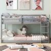 MWrouqfur Twin Over Twin Bunk Bed with Ladder & Safety Guardrails,Solid Pinewood Bedframe,Low Floor BunkBed for Boys and Girls Bedroom,Space Saving,No Box Spring Needed (Gray) view 3