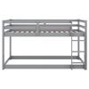 MWrouqfur Twin Over Twin Bunk Bed with Ladder & Safety Guardrails,Solid Pinewood Bedframe,Low Floor BunkBed for Boys and Girls Bedroom,Space Saving,No Box Spring Needed (Gray) view 4